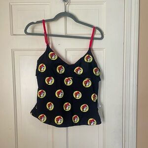 Buc-ee's Tankini Top  Swimwear Womens Size L Red Logo Print Swim